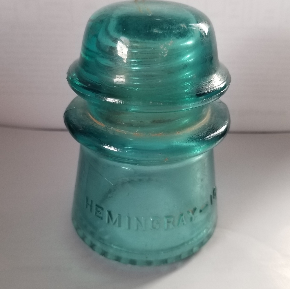 Vintage Hemingray Glass Insulator Aqua Blue, Made in the USA No. 16